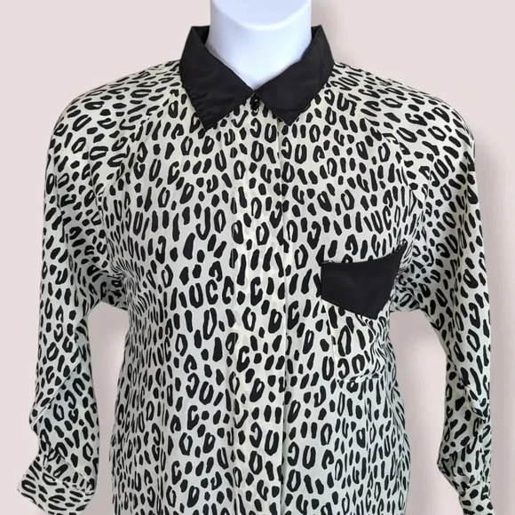 Vintage Sentiments B&W Cheetah Print Blouse - Picture 3 of 7